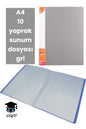 A4 10 yaprak sunum dosyası gri