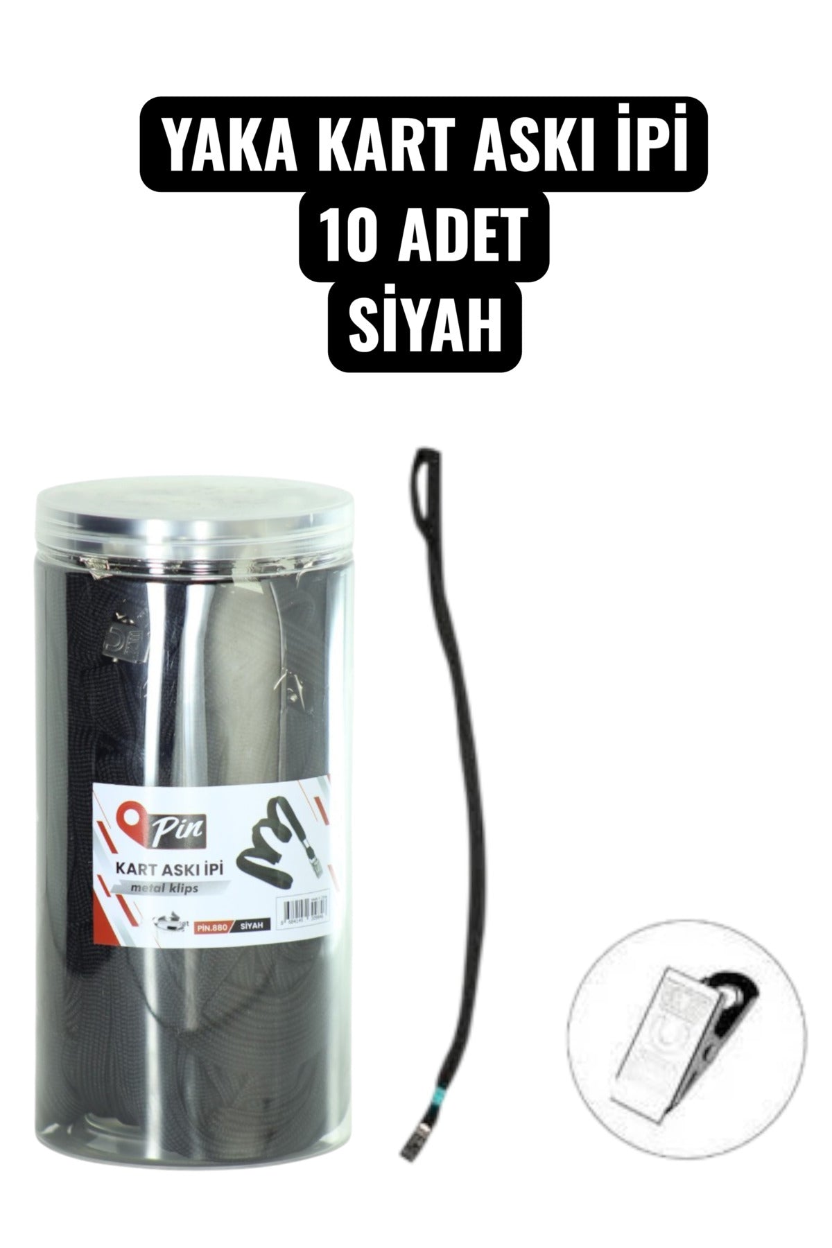YAKA KART ASKI İPİ 10 ADET SİYAH