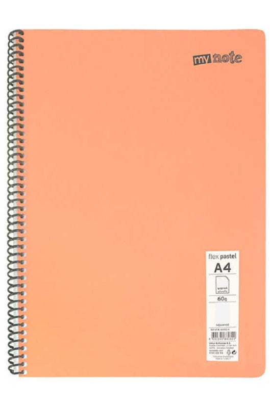 Defter Okul Defteri Spiralli Telli Pp Kapak A4 3 Adet Farklı Renklerde - 60 Sayfa Kareli ( 3 ADET )