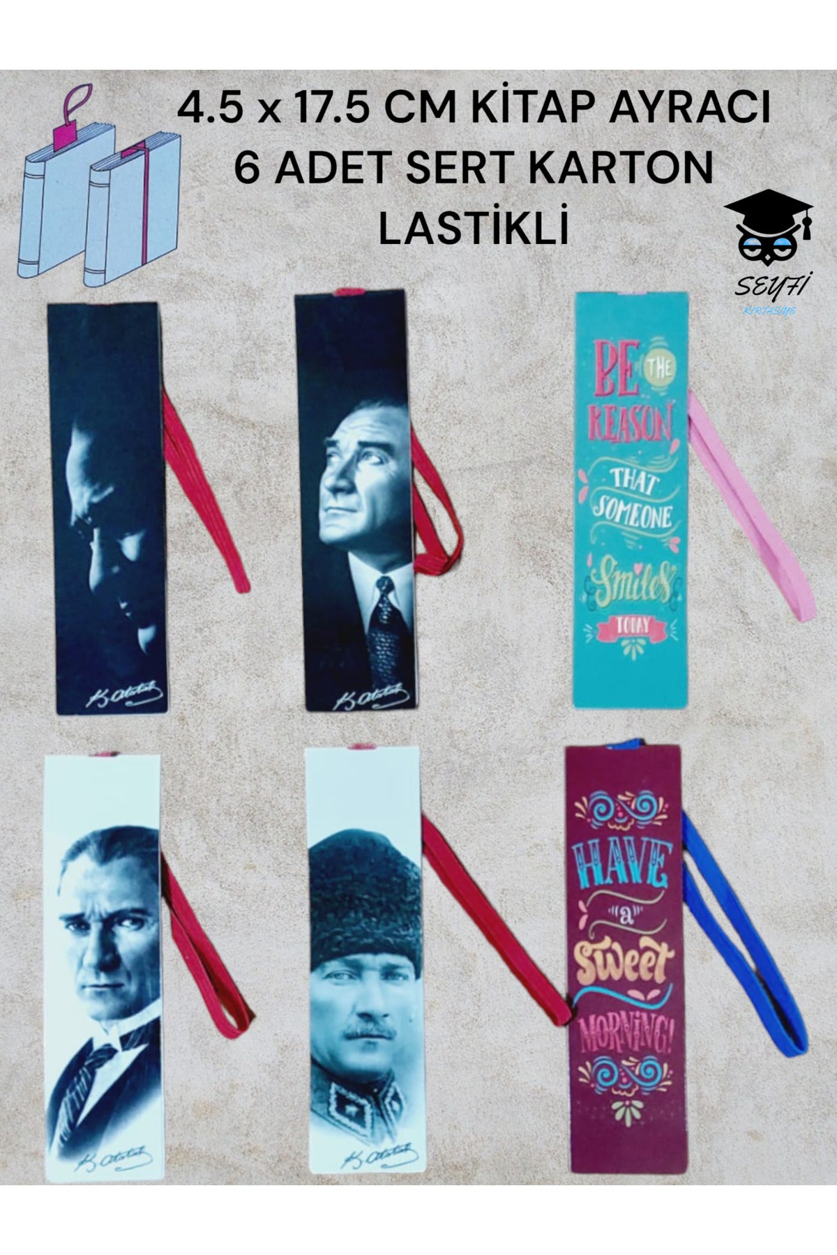 4.5 x 17.5 CM KİTAP AYRACI 6 ADET SERT KARTON LASTİKLİ