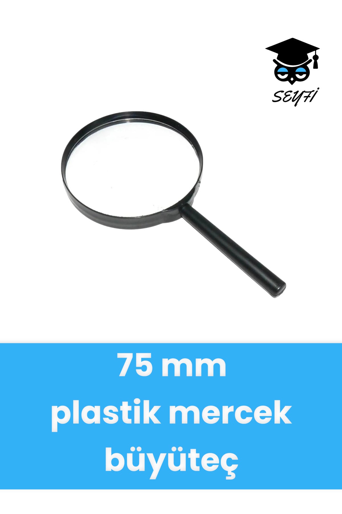 75 mm Saplı büyüteç plastik mercek
