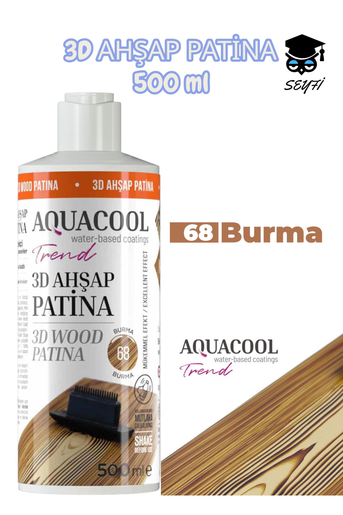 500 ML 3D AHŞAP PATİNA SU BAZLI YERLİ ÜRETİM