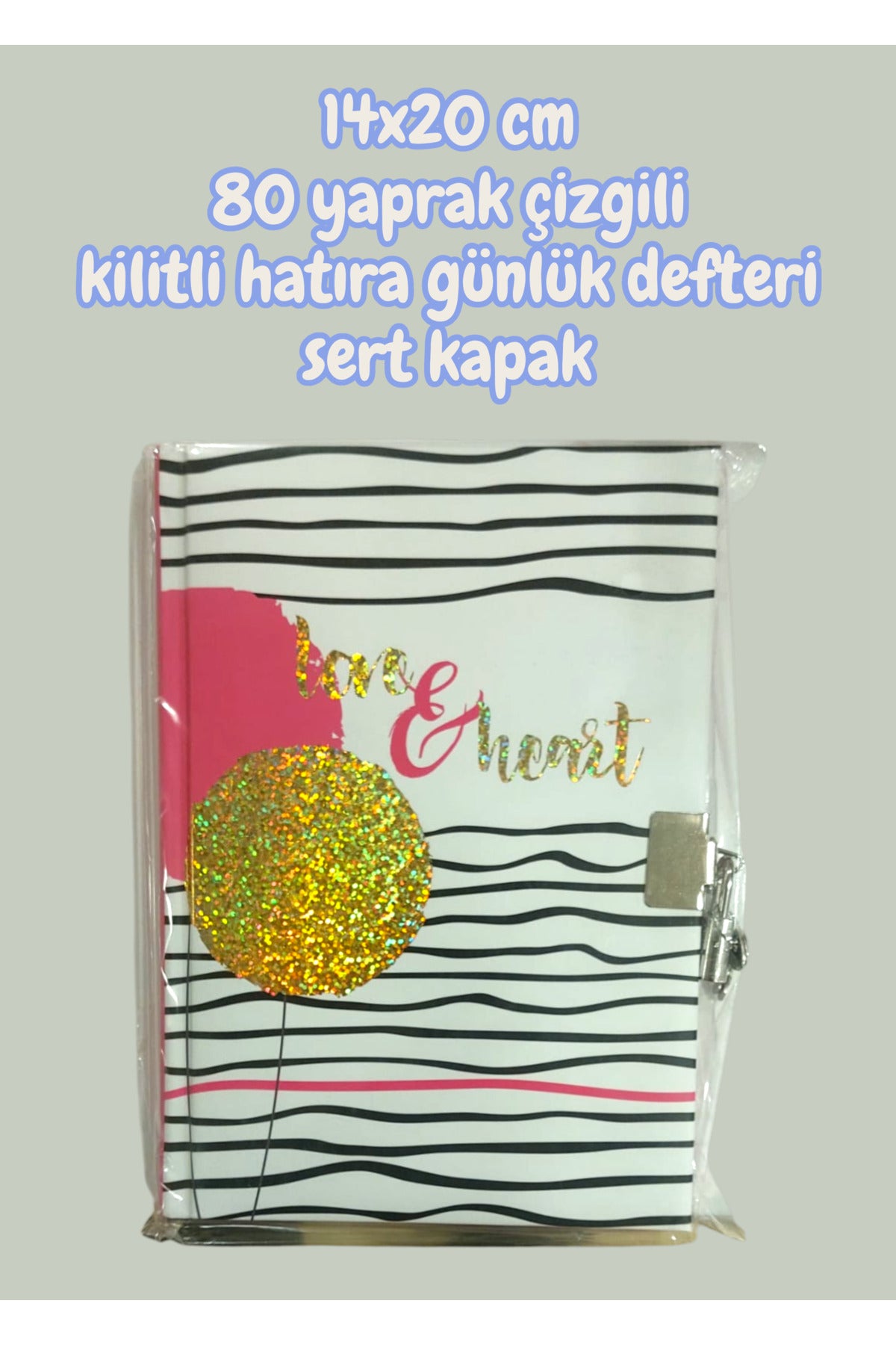 14x20 cm 80 yaprak çizgili kilitli hatıra günlük defteri sert kapak