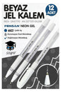 Pensan NEON JEL Kalem Tükenmez Kalem 1 mm Beyaz 12'li