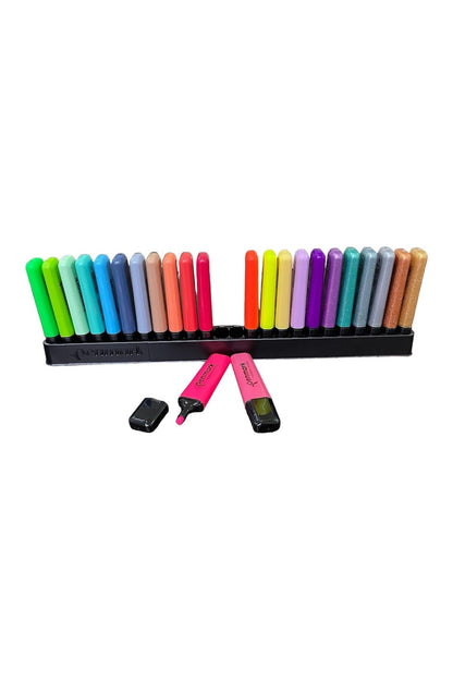 Fosforlu Kalem 24 Lü Süper Kutu 6 Neon 6 Pastel 6 Tropik 6 Simli Hs-505-24 Set 709691