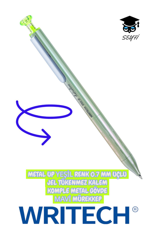 METAL UP 0.7 MM UÇLU JEL TÜKENMEZ KALEM KOMPLE METAL GÖVDE MAVİ MÜREKKEP