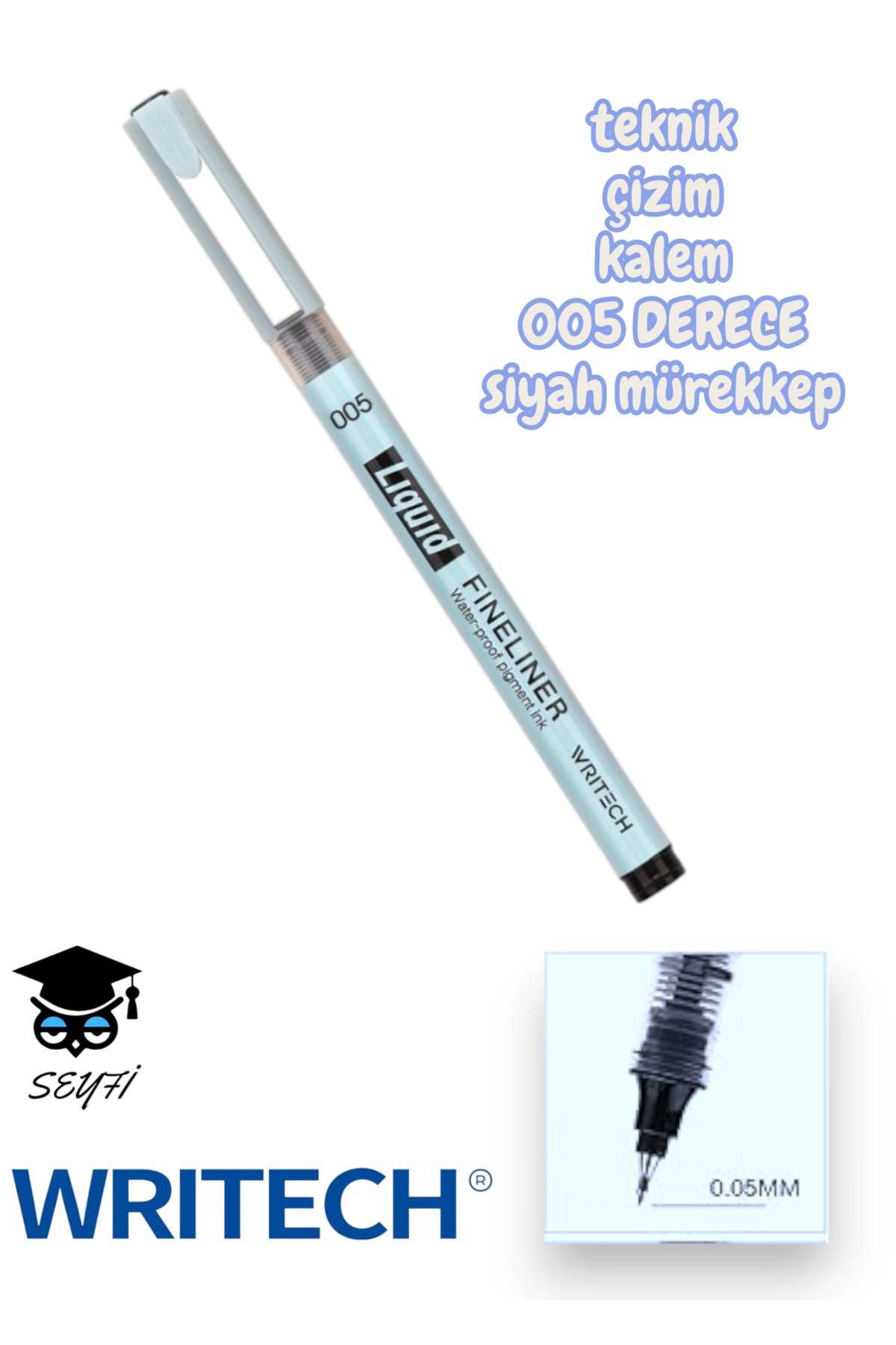 teknik çizim kalemi siyah mürekkep drawing pencil metal klips çelik uç