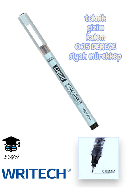 teknik çizim kalemi siyah mürekkep drawing pencil metal klips çelik uç