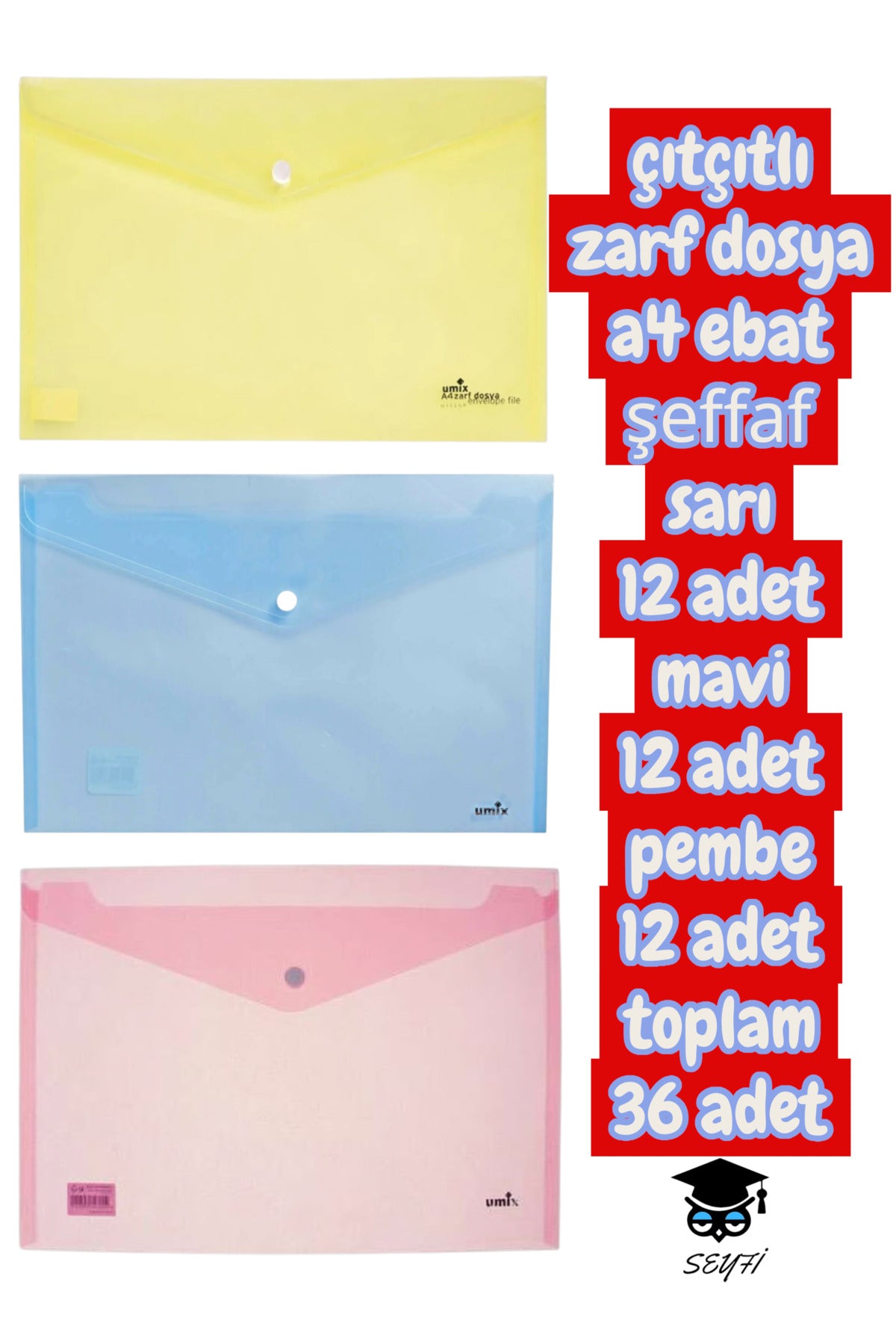 çıtçıtlı zarf dosya a4 ebat şeffaf renk seçenekleriyle plastik zarf dosya