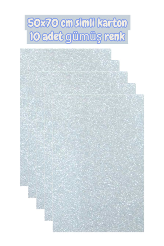 50x70 cm simli karton 10 adet gümüş renk