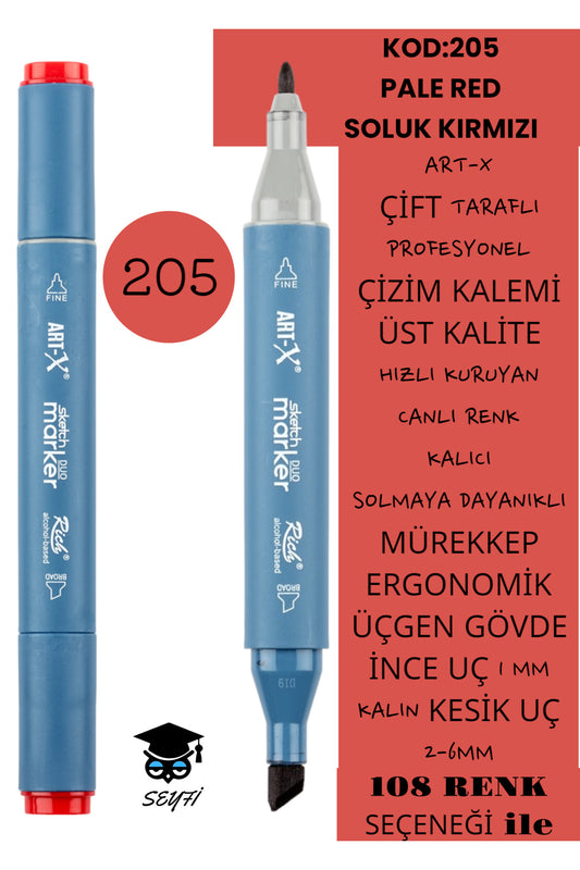 ÇİFT TARAFLI PROFESYONEL ÇİZİM KALEMİ KALICI MÜREKKEP ÜÇGEN GÖVDE İNCE UÇ 1 MM KESİK UÇ 2-6MM SKETCH