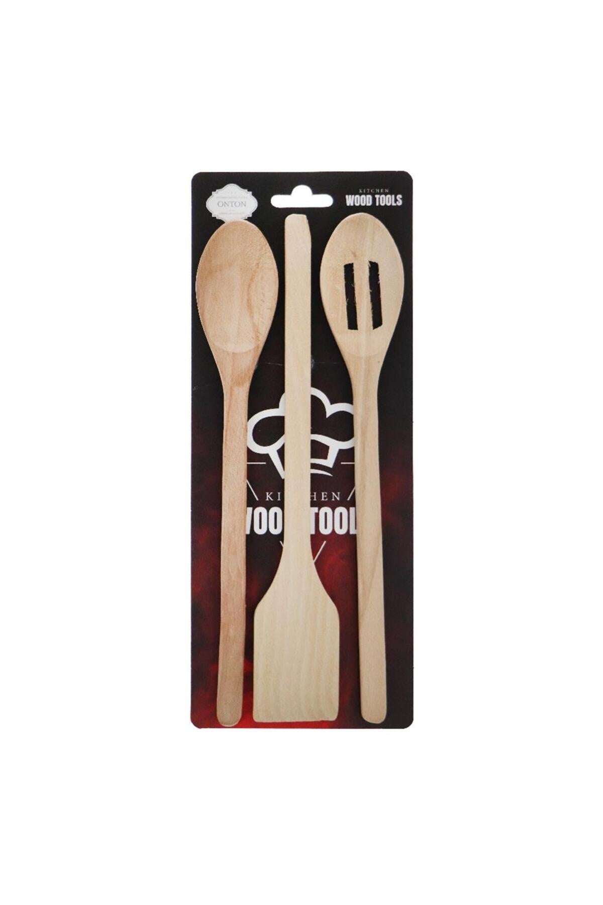3 LÜ TAHTA KAŞIK SPATULA SETİ 26-27-27 cm