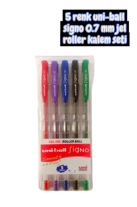 5 renk uni-ball signo 0.7 mm jel roller kalem seti