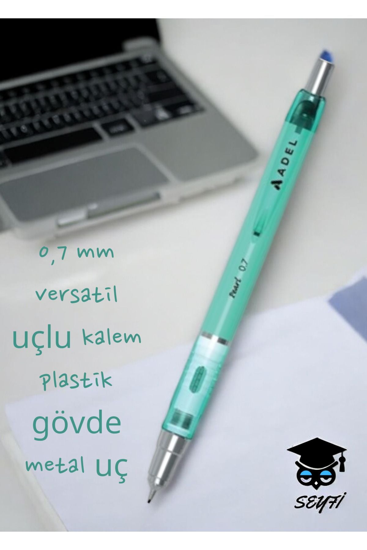 0,7 mm versatil uçlu kalem plastik gövde metal uç