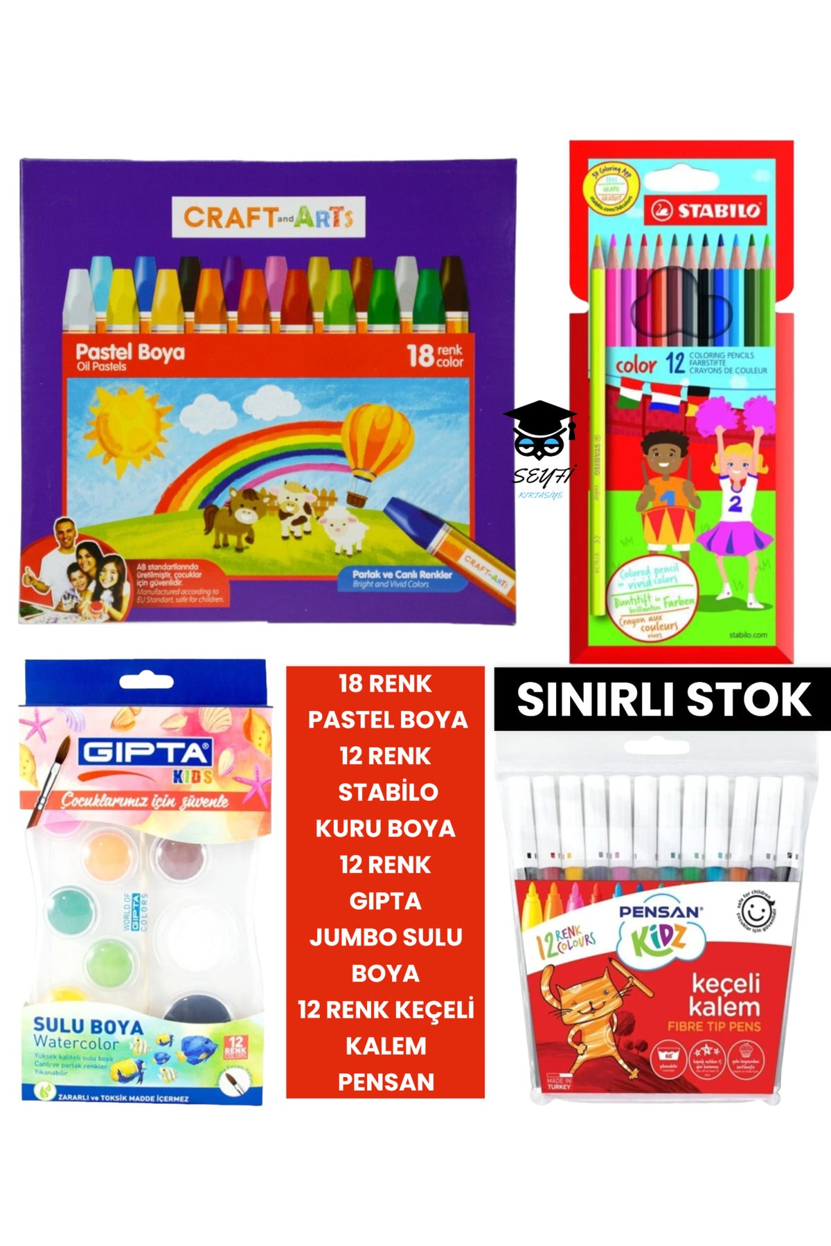 Pastel Boya Sulu Boya Kuru Boya Keçeli Boya Okul Boyama Seti Üst Kalite Sınırlı Stok