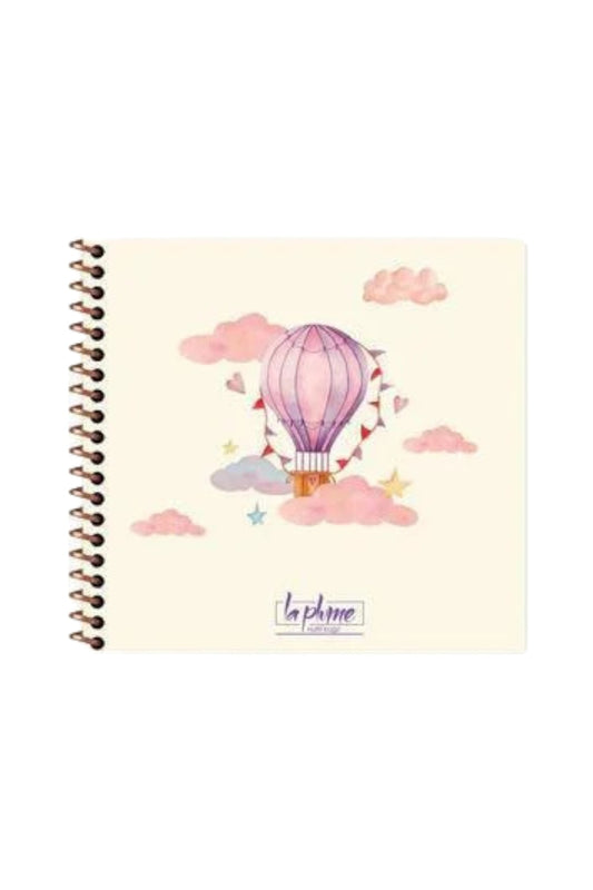 16x15 Cm Çizgisiz 50 Yaprak Sert Kapak Telli Defter 60 Gr Krem Rengi Kağıt Balon Desen