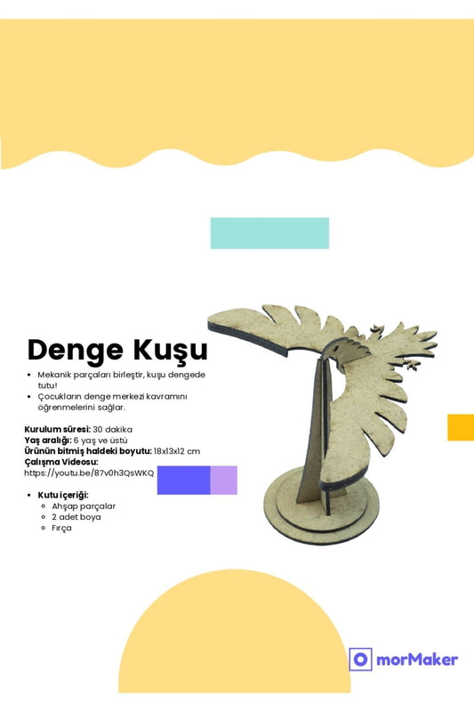 TÜRK MALI Denge Kuşu Oyuncak STEM Eğitim Seti Çocuklar için Boyanabilir Maket
