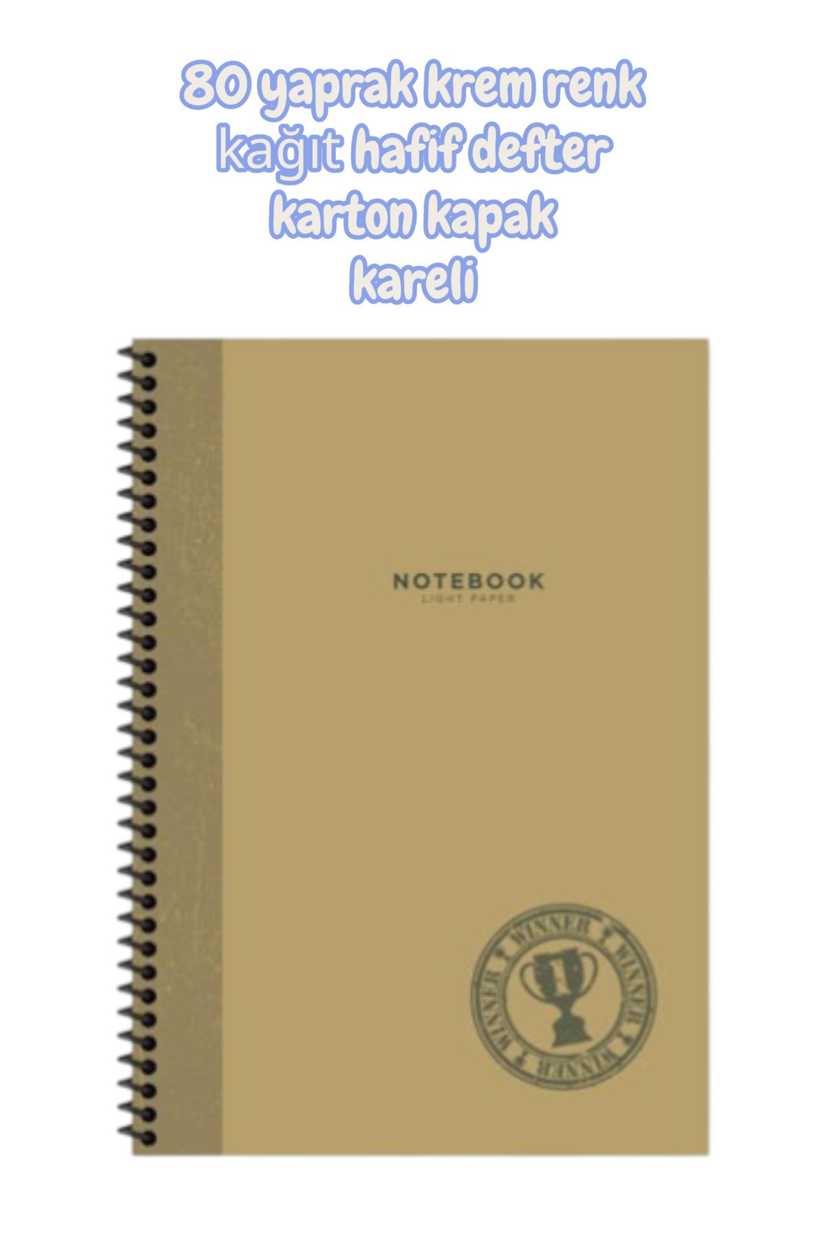 A4 EBAT 80 yaprak krem renk kağıt hafif defter karton kapak kareli