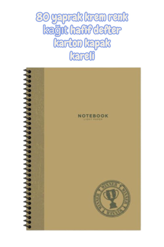 A4 EBAT 80 yaprak krem renk kağıt hafif defter karton kapak kareli