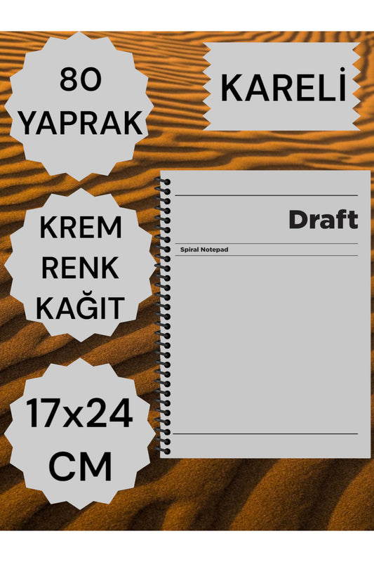 KARELİ 17X24 CM SERT KAPAK NOT DEFTERİ KREM RENK KAĞIT 80 YAPRAK