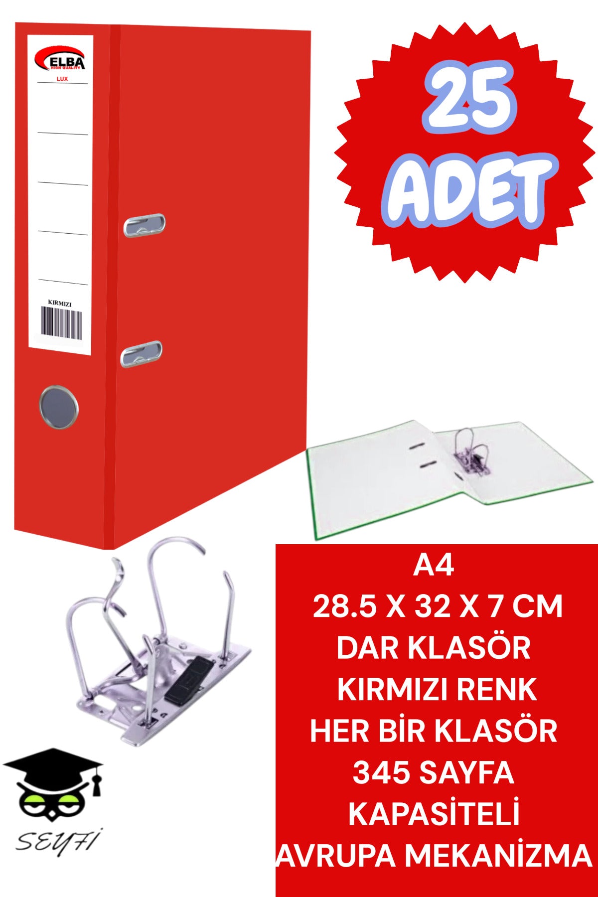 A4 OFİS KLASÖRÜ BÜRO EVRAK DÜZENLEYİCİ KLASÖR ÇİFT METAL HALKA AVRUPA MEKANİZMA