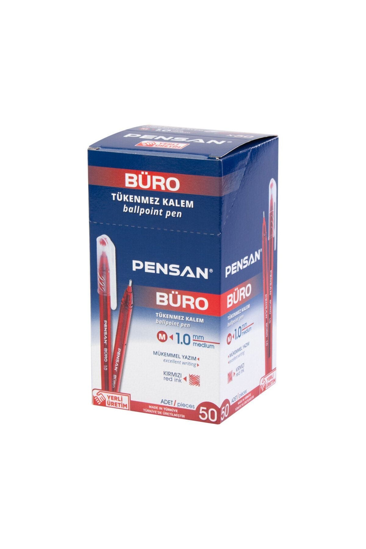 Tükenmez Kalem Büro 1.0 Mm Kırmızı 50 Li 2270 50'li Paket / Pensan