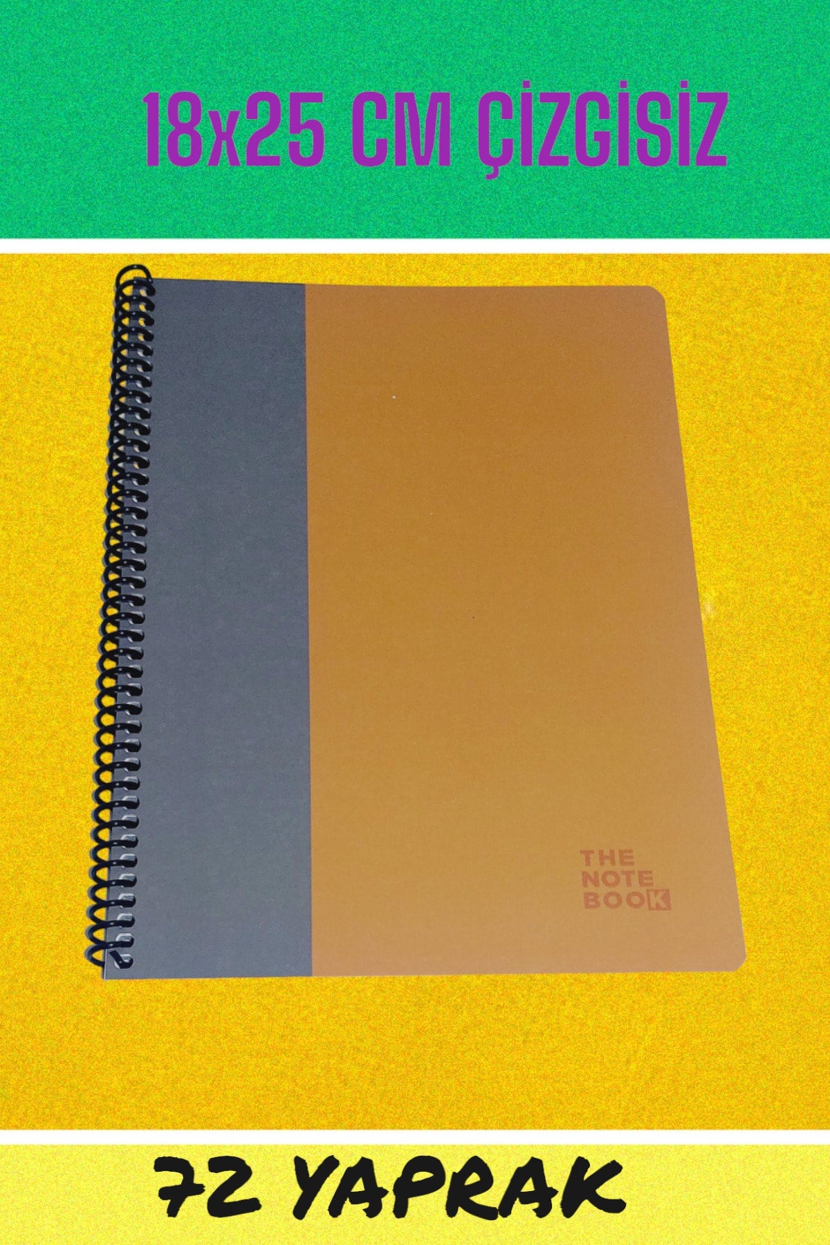18x25 Cm Çizgisiz 72 Yaprak Telli Karton Kapak Defter 60 Gr Beyaz Sayfa