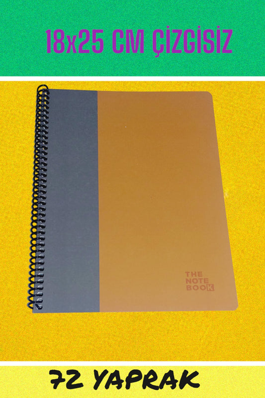 18x25 Cm Çizgisiz 72 Yaprak Telli Karton Kapak Defter 60 Gr Beyaz Sayfa