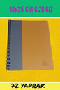 18x25 Cm Çizgisiz 72 Yaprak Telli Karton Kapak Defter 60 Gr Beyaz Sayfa