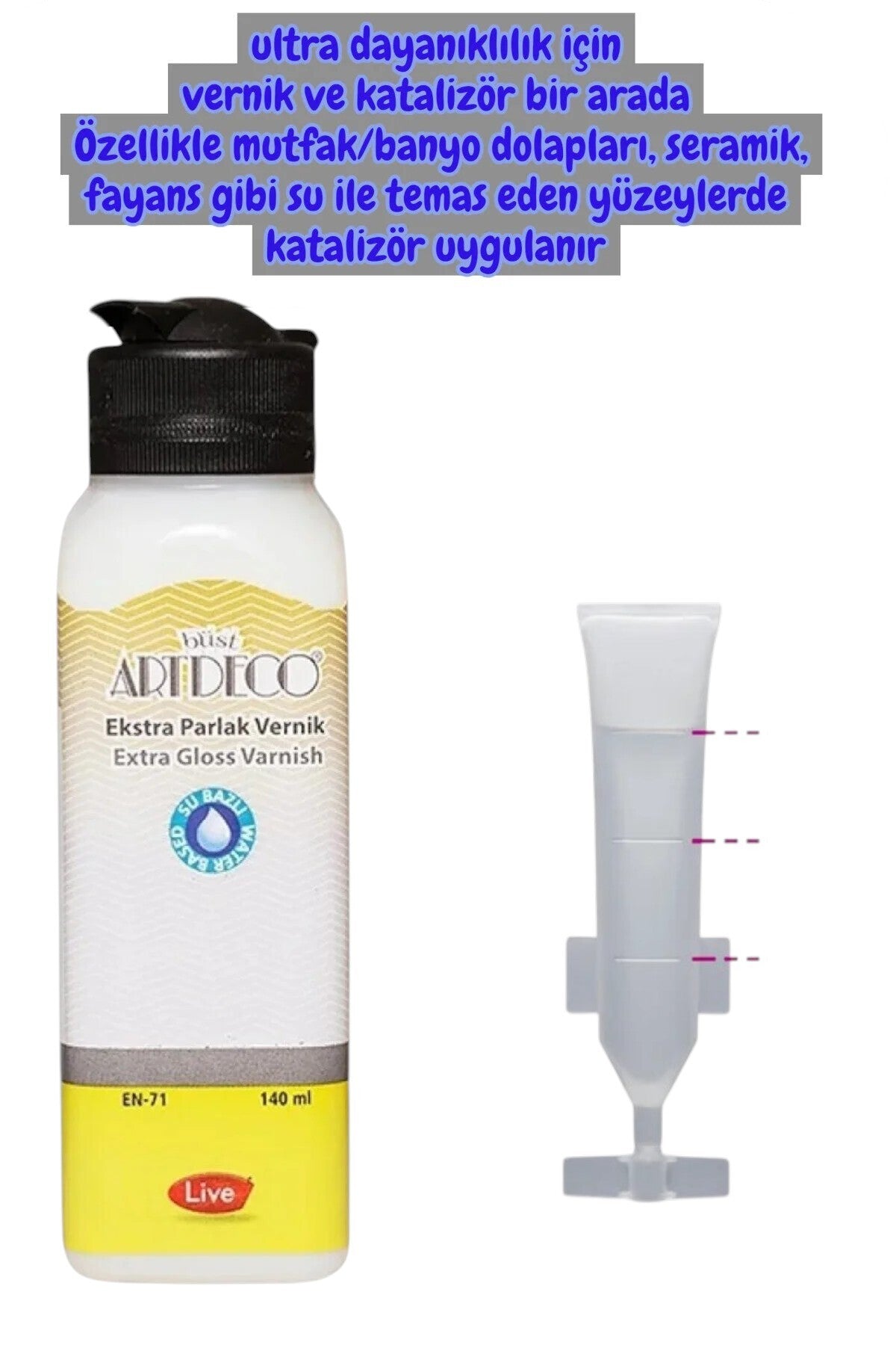 140 ml ekstra parlak vernik ve 5 ml katalizör ultra dayanıklılık ve parlaklık için ideal karışım