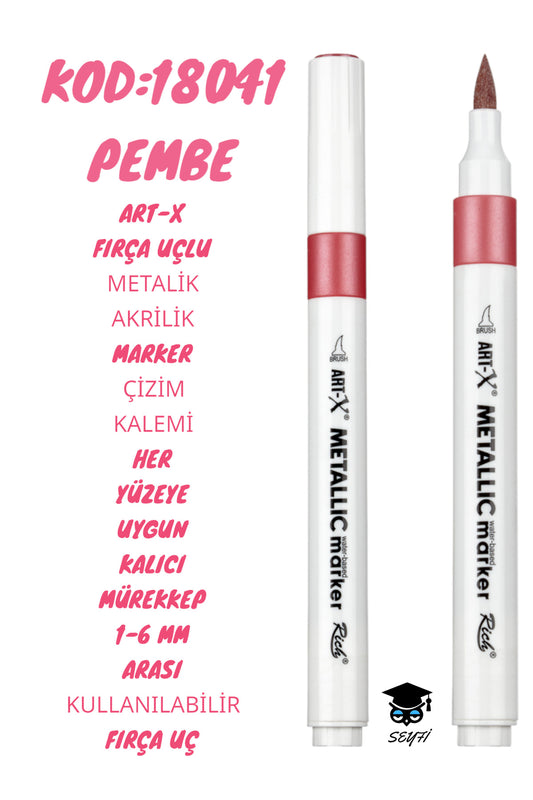 FIRÇA UÇLU METALİK AKRİLİK MARKER ÇİZİM KALEMİ HER YÜZEYE UYGUN KALICI MÜREKKEP 1-6 MM UÇ ART-X