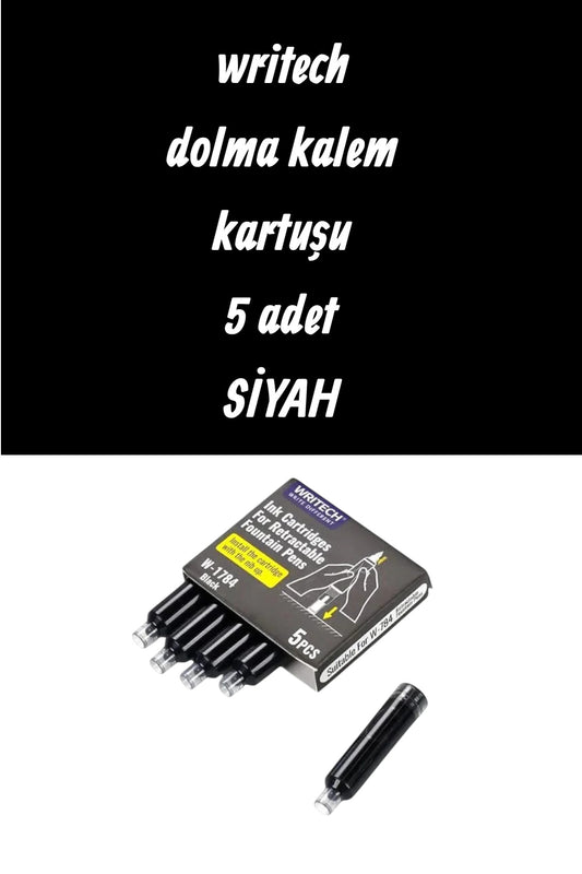 writech dolma kalem kartuşu 5 adet SİYAH