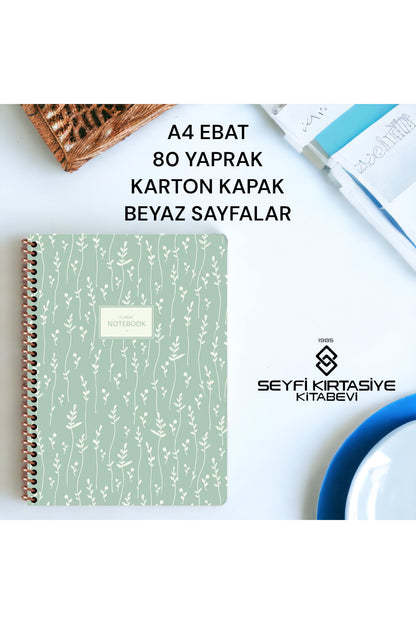 ÇİZGİLİ A4 EBAT 80 YAPRAK KARTONKAPAK TELLİ DEFTER BEYAZ RENK 60 GR KAĞIT