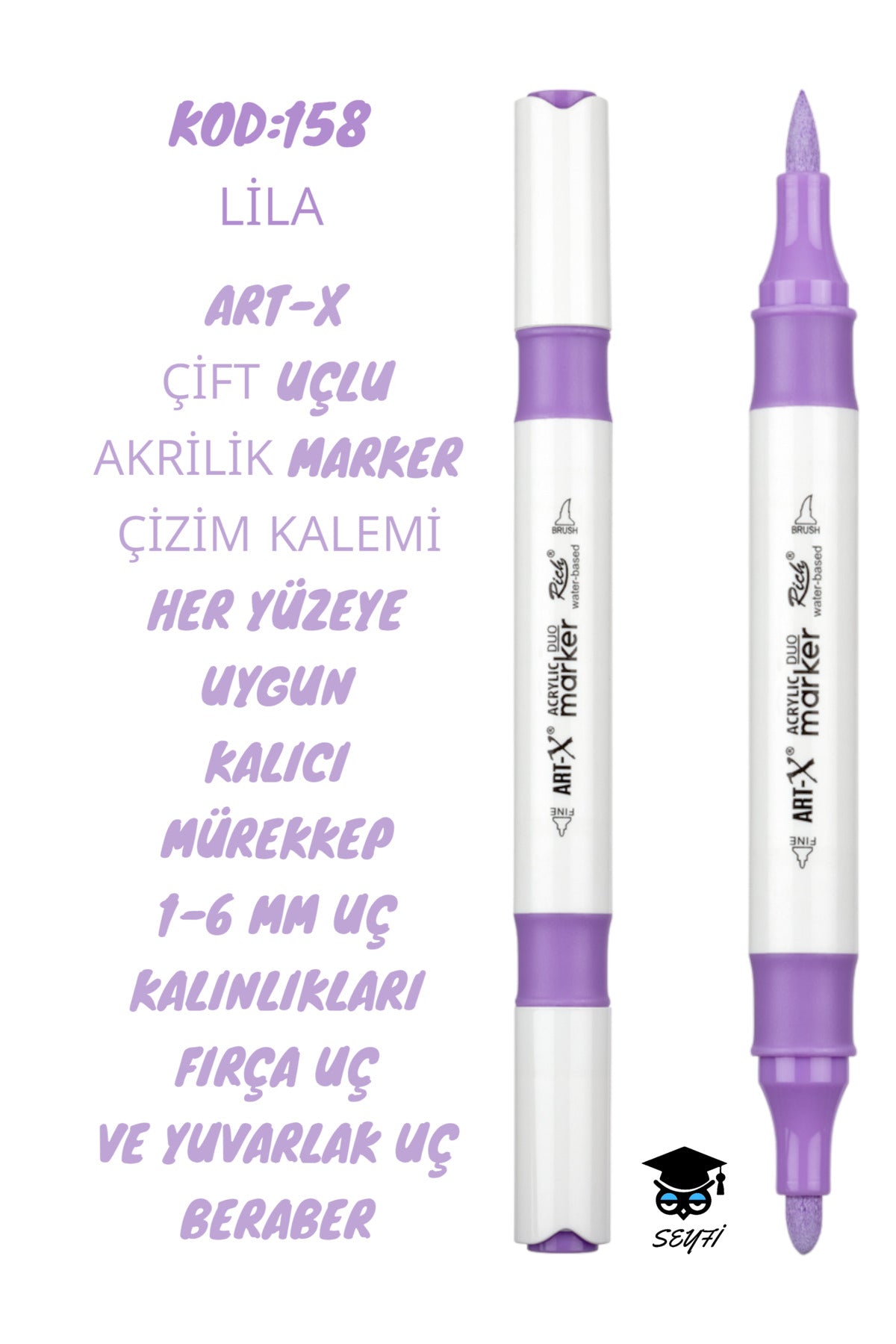 ART-X ÇİFT UÇLU AKRİLİK MARKER ÇİZİM KALEMİ HER YÜZEYE UYGUN KALICI MÜREKKEP 1-6 MM UÇ KALINLIKLARI