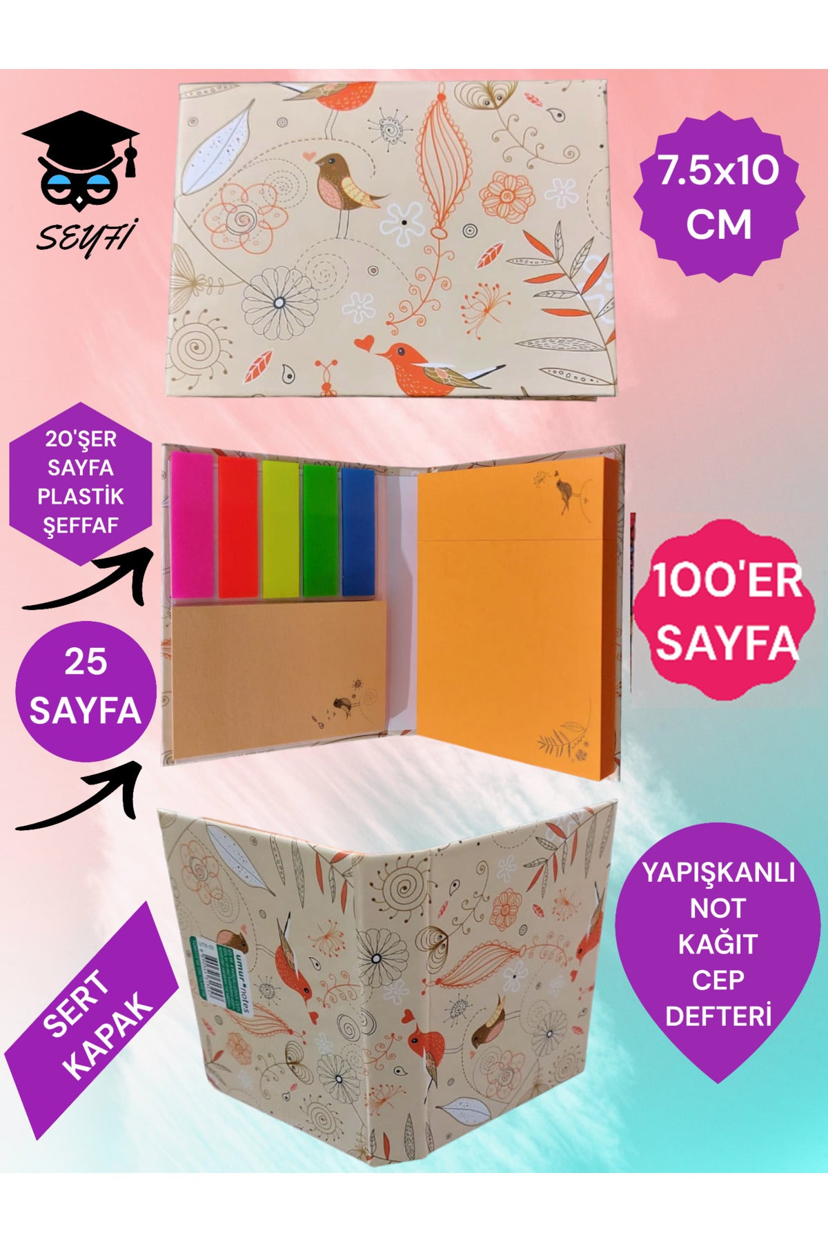 YAPIŞKANLI NOT KAĞIDI CEP DEFTERİ MODEL POST-İT DEFTERİ YAPIŞKANLI KAĞIT SETİ SYFUTK00908, one size