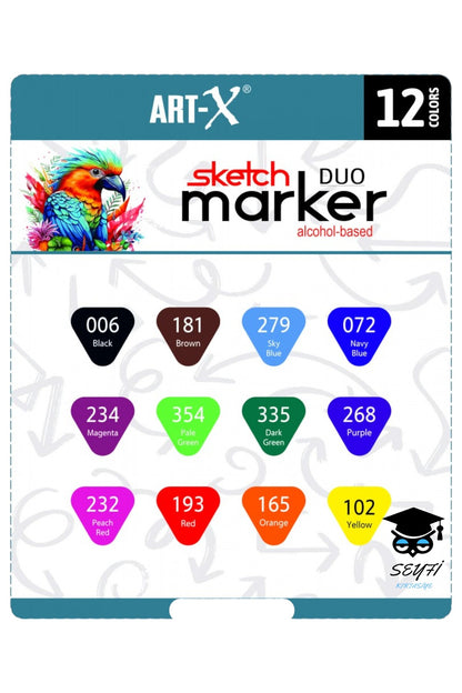 SKETCH MARKER ÇİFT TARAFLI ÇİZİM KALEM SETİ ART-X RİCH YÜKSEK KALİTE KALICI MÜREKKEP İADE GARANTİLİ