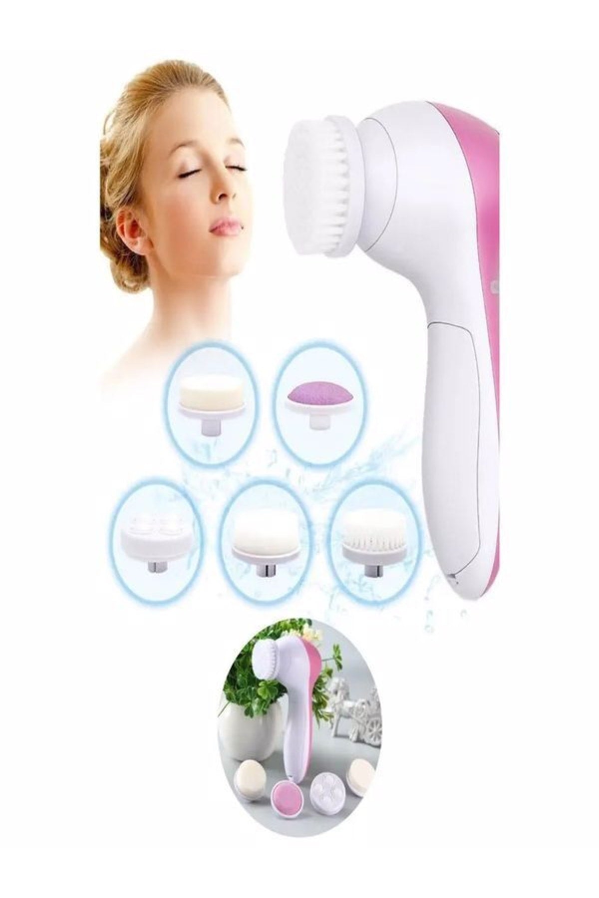5 In 1 Pilli Yüz Cilt Temizleme Cihazı ,siyah Nokta Masaj Ve Peeling Fırça Seti