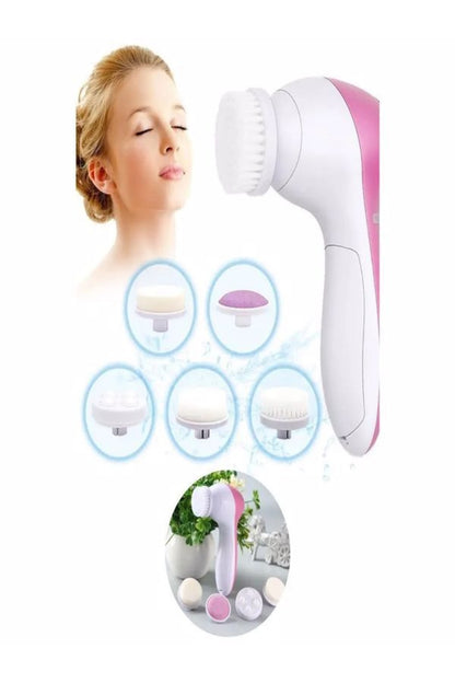 5 In 1 Pilli Yüz Cilt Temizleme Cihazı ,siyah Nokta Masaj Ve Peeling Fırça Seti