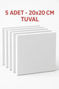 20x20 cm 5 Adet Astarlı Tuval Seti - Pamuklu Akrilik ve Yağlı Boya Resim Tuvali -Çocuk Hobi Etkinlik