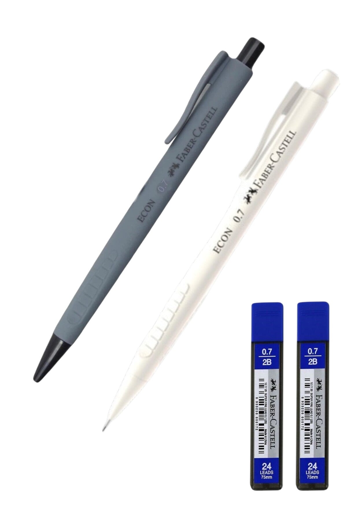 Econ 0.7 mm versatil uçlu kalem beyaz ve gri + 2 paket 0.7 mm uç