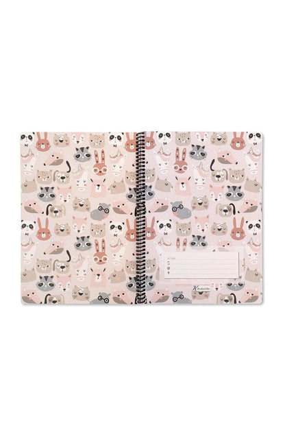 ÇİZGİLİ 16x22 CM 80 YAPRAK KARTON KAPAK TELLİ DEFTER 60 GRAM BEYAZ SAYFA ANİMAL FRİENDS
