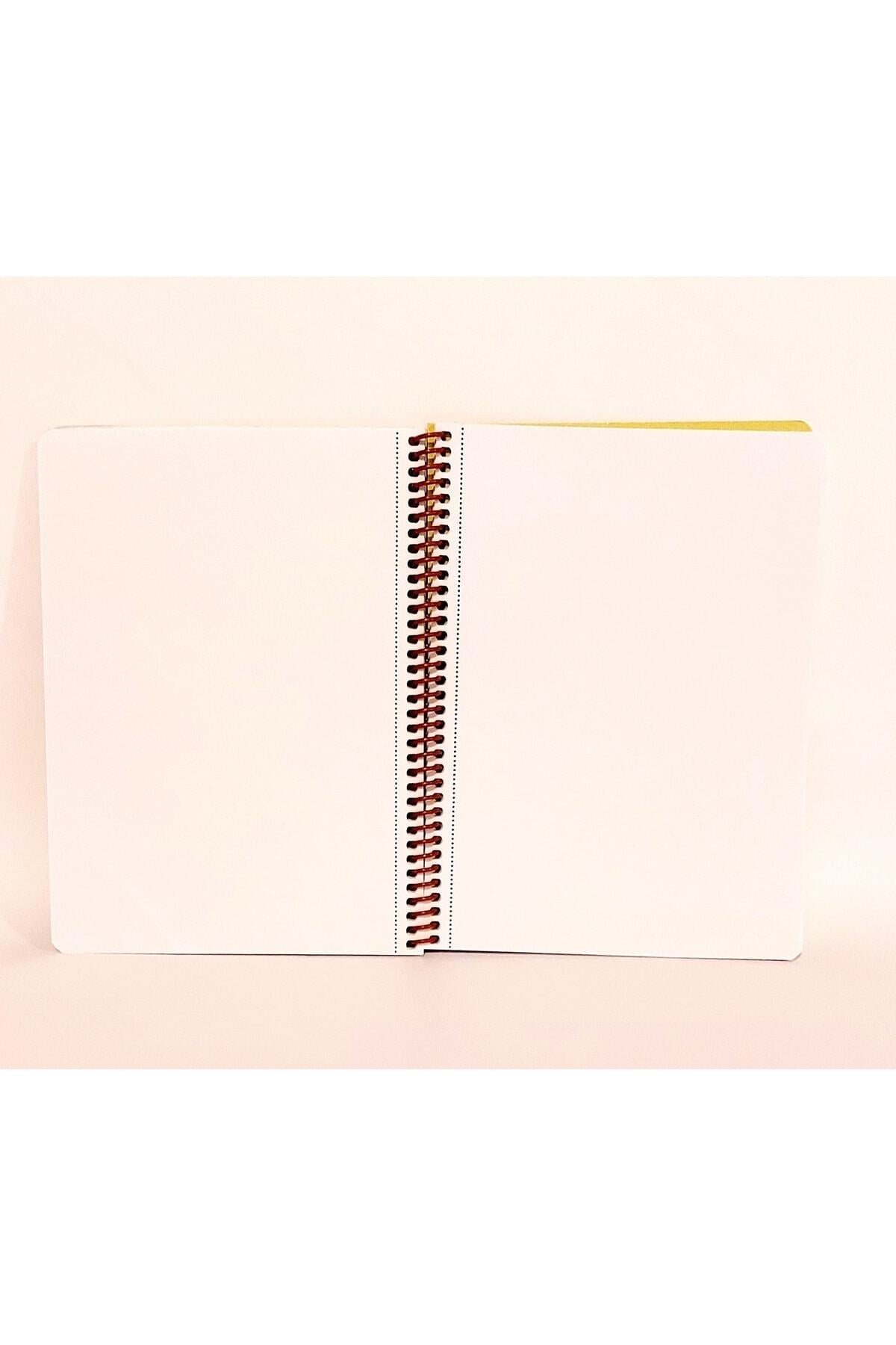 80 Sayfa Çizgisiz Telli Defter Kahve Temalı 16x22 Cm 60 Gr Beyaz Kağıt