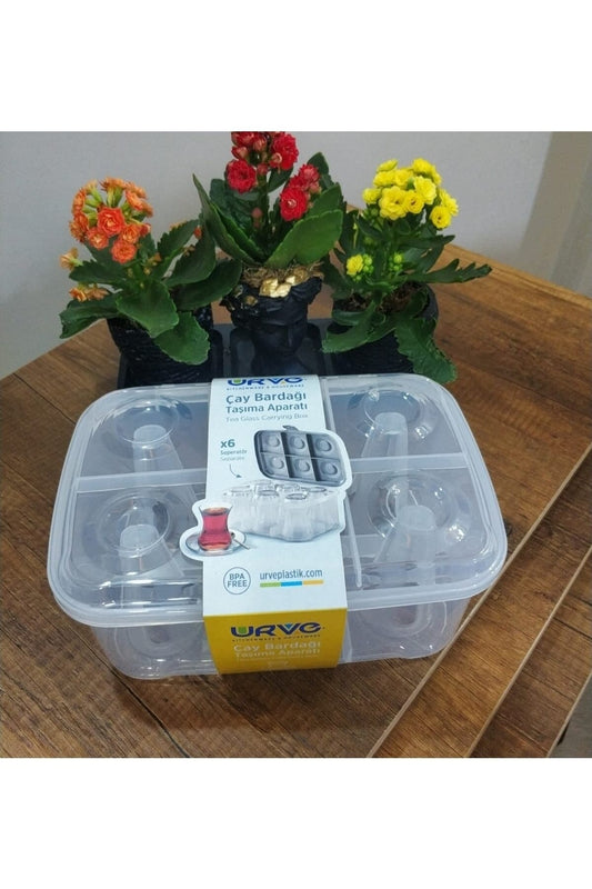 Şeffaf, pratik ve şık taşıma kabı, çay bardağı için ideal, kolay kullanımlı ve şeffaf tasarım