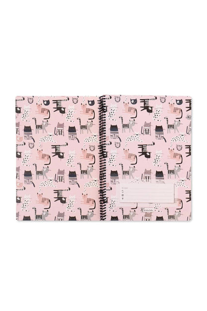 ÇİZGİLİ 16x22 CM 80 YAPRAK KARTON KAPAK TELLİ DEFTER 60 GRAM BEYAZ SAYFA ANİMAL FRİENDS