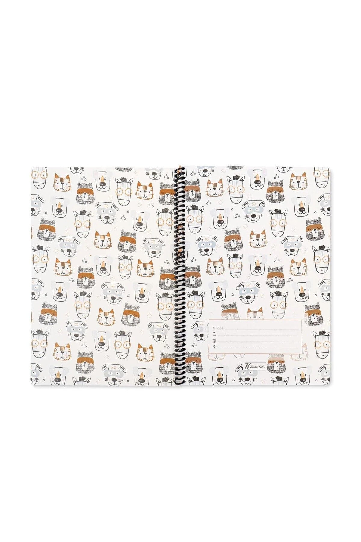 ÇİZGİLİ 16x22 CM 80 YAPRAK KARTON KAPAK TELLİ DEFTER 60 GRAM BEYAZ SAYFA ANİMAL FRİENDS