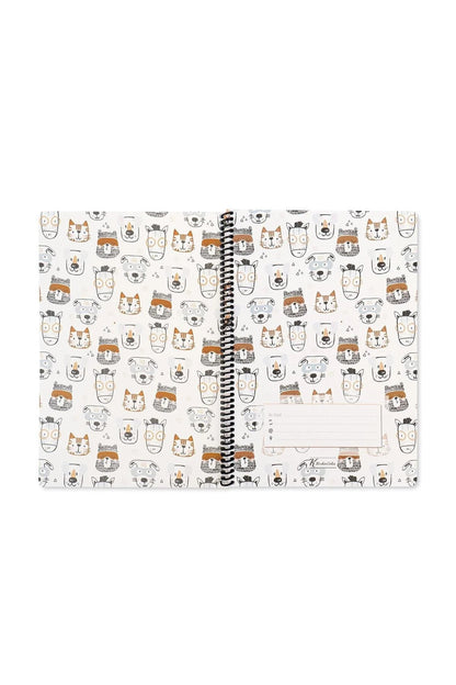 ÇİZGİLİ 16x22 CM 80 YAPRAK KARTON KAPAK TELLİ DEFTER 60 GRAM BEYAZ SAYFA ANİMAL FRİENDS