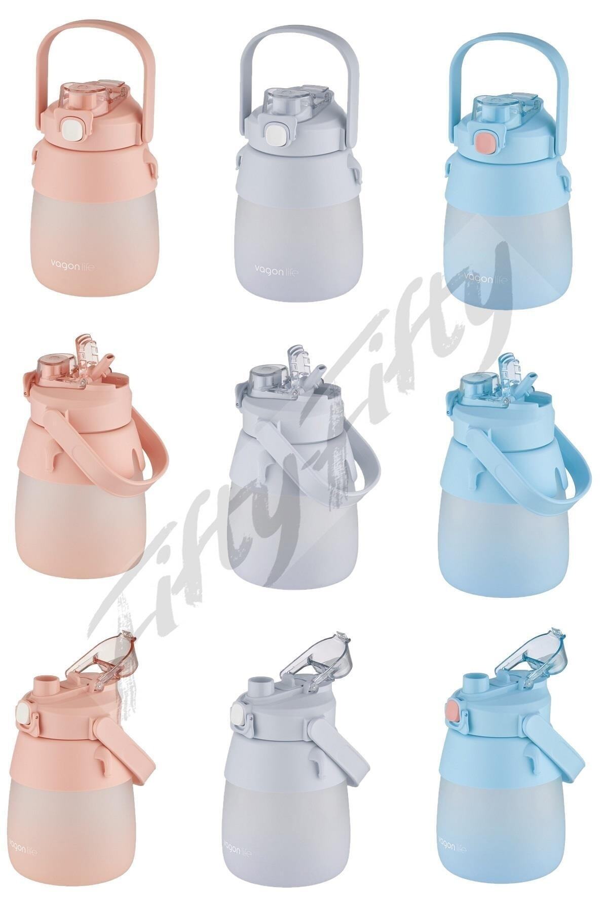 1000ml Askılı Tek Kapak Çift Kullanım Pipetli/pipetsiz Kullanım Softtouch Su Matarası