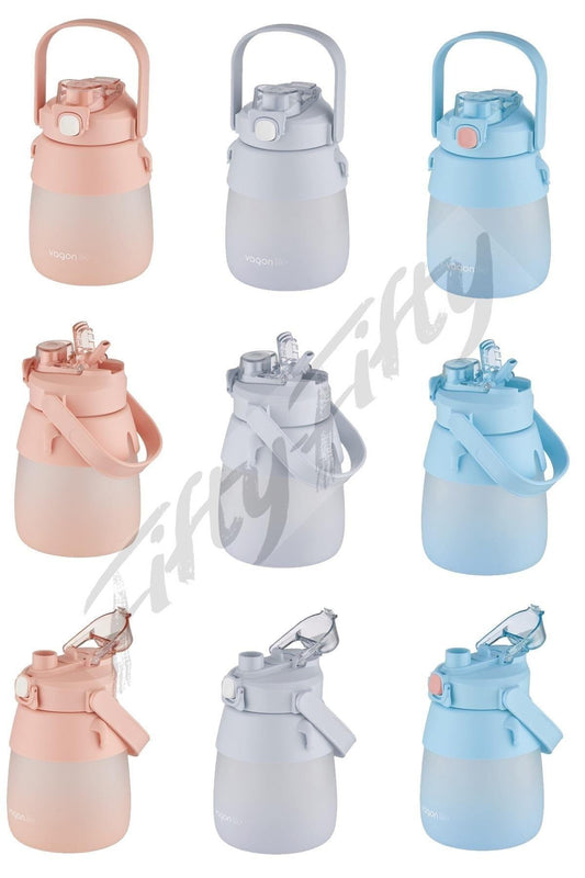 1000ml Askılı Tek Kapak Çift Kullanım Pipetli/pipetsiz Kullanım Softtouch Su Matarası