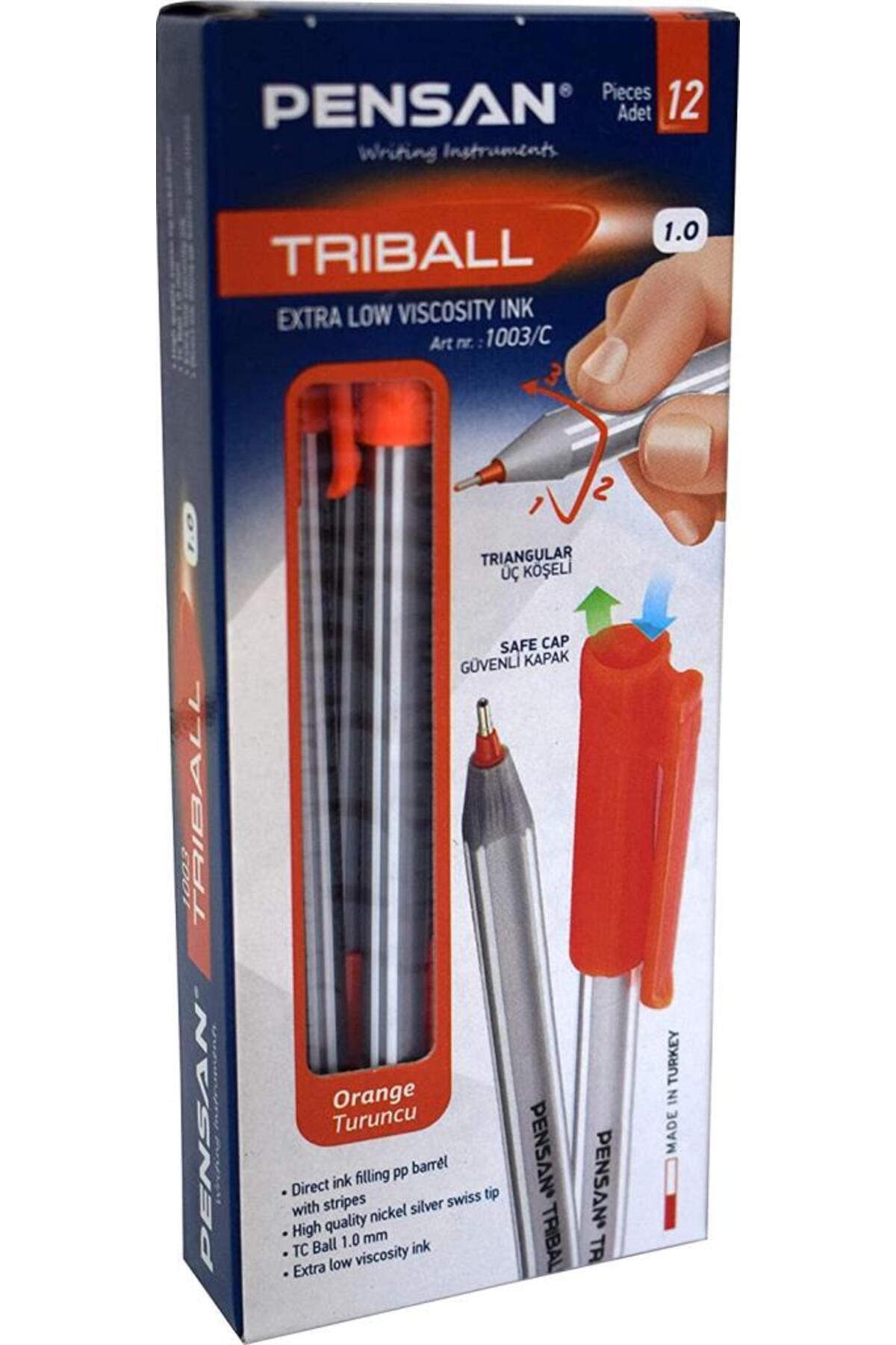 Tükenmez Kalem Triball 1.0 Mm Bilye Uç Oranj Turuncu Pe01003Tkor (12 Li Paket)