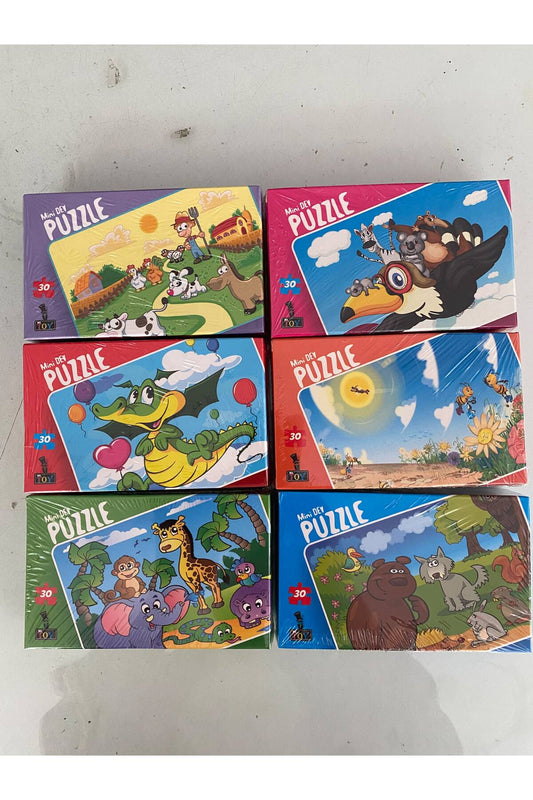 30 parça karton puzzle mini boy 6'lı set 1